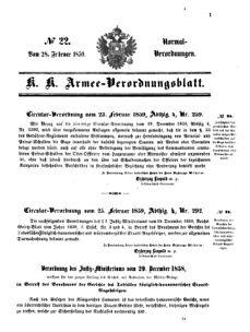 Verordnungsblatt für das Kaiserlich-Königliche Heer 18590228 Seite: 1