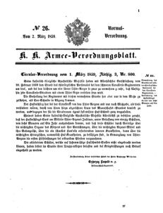 Verordnungsblatt für das Kaiserlich-Königliche Heer 18590302 Seite: 1