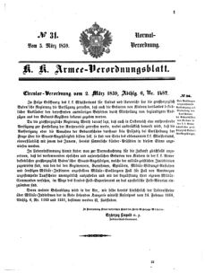 Verordnungsblatt für das Kaiserlich-Königliche Heer 18590305 Seite: 1