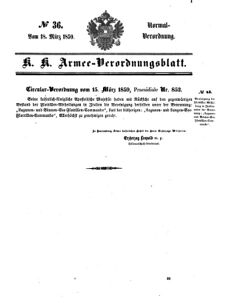 Verordnungsblatt für das Kaiserlich-Königliche Heer 18590318 Seite: 1