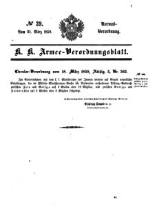 Verordnungsblatt für das Kaiserlich-Königliche Heer 18590321 Seite: 1