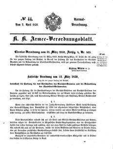 Verordnungsblatt für das Kaiserlich-Königliche Heer 18590402 Seite: 1