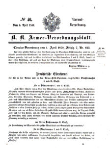 Verordnungsblatt für das Kaiserlich-Königliche Heer 18590406 Seite: 1