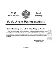 Verordnungsblatt für das Kaiserlich-Königliche Heer 18590407 Seite: 1