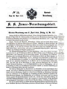 Verordnungsblatt für das Kaiserlich-Königliche Heer 18590420 Seite: 1