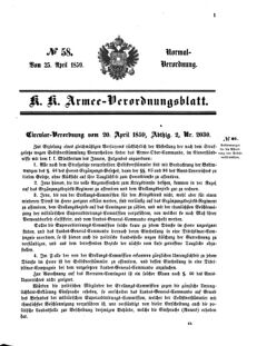 Verordnungsblatt für das Kaiserlich-Königliche Heer