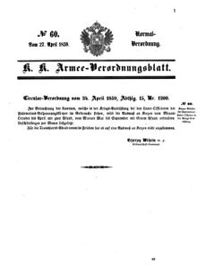 Verordnungsblatt für das Kaiserlich-Königliche Heer 18590427 Seite: 1