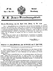 Verordnungsblatt für das Kaiserlich-Königliche Heer