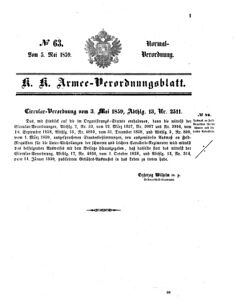 Verordnungsblatt für das Kaiserlich-Königliche Heer 18590505 Seite: 1