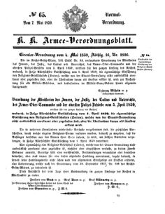 Verordnungsblatt für das Kaiserlich-Königliche Heer 18590507 Seite: 1