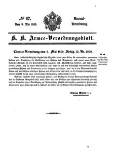 Verordnungsblatt für das Kaiserlich-Königliche Heer 18590509 Seite: 1