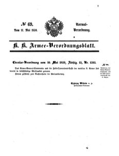 Verordnungsblatt für das Kaiserlich-Königliche Heer 18590511 Seite: 1