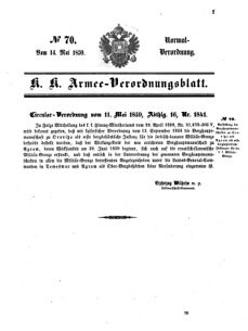 Verordnungsblatt für das Kaiserlich-Königliche Heer 18590514 Seite: 1