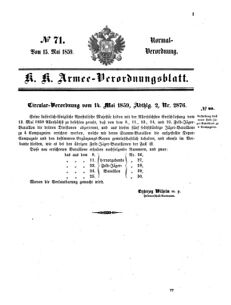 Verordnungsblatt für das Kaiserlich-Königliche Heer 18590515 Seite: 1