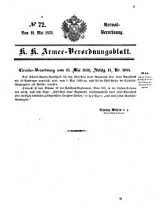 Verordnungsblatt für das Kaiserlich-Königliche Heer 18590516 Seite: 1