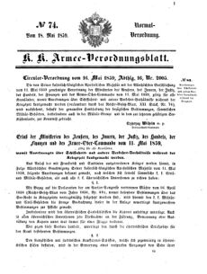 Verordnungsblatt für das Kaiserlich-Königliche Heer 18590518 Seite: 1