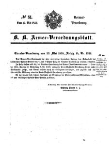 Verordnungsblatt für das Kaiserlich-Königliche Heer 18590525 Seite: 1