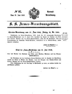 Verordnungsblatt für das Kaiserlich-Königliche Heer 18590619 Seite: 1