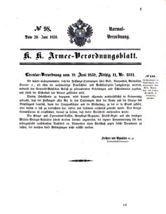 Verordnungsblatt für das Kaiserlich-Königliche Heer 18590620 Seite: 1