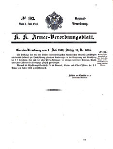 Verordnungsblatt für das Kaiserlich-Königliche Heer 18590703 Seite: 1