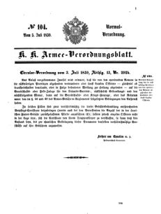 Verordnungsblatt für das Kaiserlich-Königliche Heer 18590705 Seite: 1