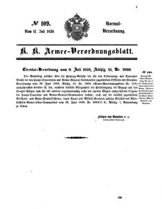 Verordnungsblatt für das Kaiserlich-Königliche Heer 18590711 Seite: 1