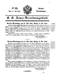 Verordnungsblatt für das Kaiserlich-Königliche Heer 18590718 Seite: 1