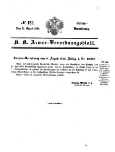 Verordnungsblatt für das Kaiserlich-Königliche Heer 18590810 Seite: 1