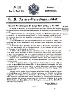 Verordnungsblatt für das Kaiserlich-Königliche Heer 18590822 Seite: 1