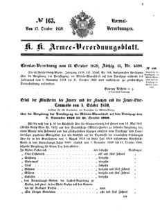 Verordnungsblatt für das Kaiserlich-Königliche Heer 18591017 Seite: 1