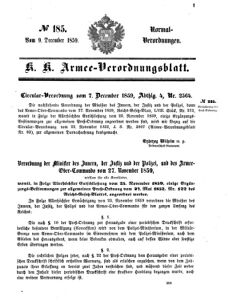 Verordnungsblatt für das Kaiserlich-Königliche Heer 18591209 Seite: 1