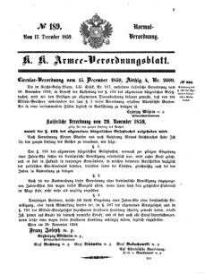 Verordnungsblatt für das Kaiserlich-Königliche Heer 18591217 Seite: 1