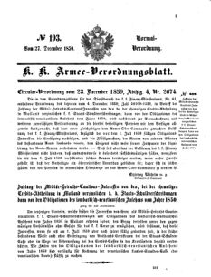 Verordnungsblatt für das Kaiserlich-Königliche Heer 18591227 Seite: 1