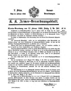 Verordnungsblatt für das Kaiserlich-Königliche Heer 18600224 Seite: 1