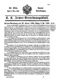 Verordnungsblatt für das Kaiserlich-Königliche Heer 18600317 Seite: 1