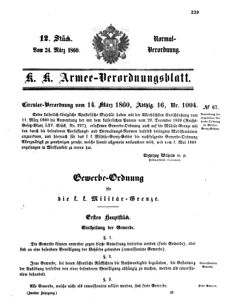 Verordnungsblatt für das Kaiserlich-Königliche Heer 18600324 Seite: 1