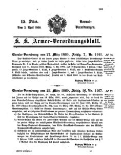 Verordnungsblatt für das Kaiserlich-Königliche Heer 18600403 Seite: 1