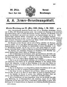 Verordnungsblatt für das Kaiserlich-Königliche Heer 18600406 Seite: 1