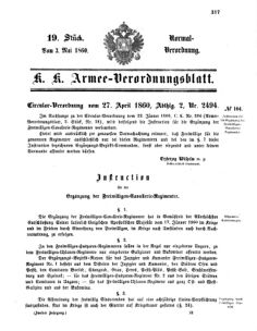 Verordnungsblatt für das Kaiserlich-Königliche Heer 18600503 Seite: 1