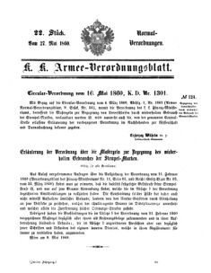 Verordnungsblatt für das Kaiserlich-Königliche Heer 18600527 Seite: 1