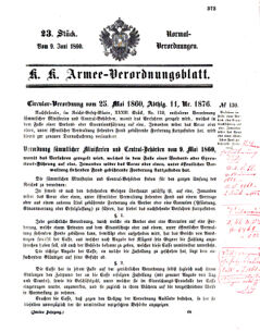 Verordnungsblatt für das Kaiserlich-Königliche Heer 18600609 Seite: 1