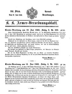 Verordnungsblatt für das Kaiserlich-Königliche Heer 18600619 Seite: 1