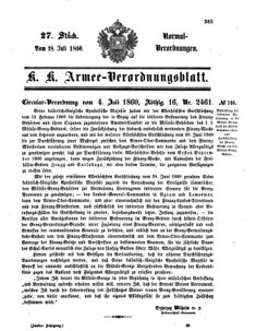 Verordnungsblatt für das Kaiserlich-Königliche Heer 18600718 Seite: 1