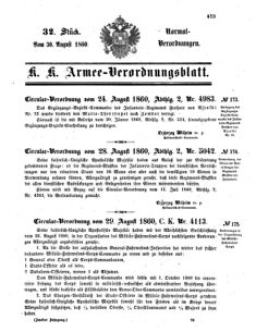 Verordnungsblatt für das Kaiserlich-Königliche Heer 18600830 Seite: 1