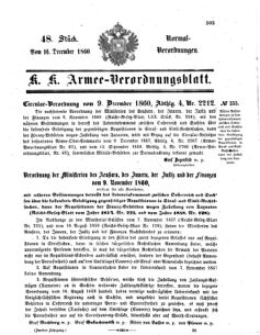 Verordnungsblatt für das Kaiserlich-Königliche Heer 18601216 Seite: 1