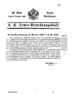 Verordnungsblatt für das Kaiserlich-Königliche Heer 18601222 Seite: 1