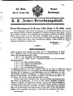 Verordnungsblatt für das Kaiserlich-Königliche Heer 18601224 Seite: 1