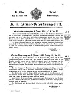 Verordnungsblatt für das Kaiserlich-Königliche Heer 18610118 Seite: 1