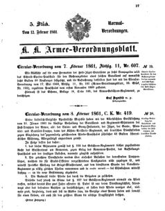 Verordnungsblatt für das Kaiserlich-Königliche Heer 18610212 Seite: 1