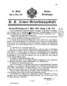 Verordnungsblatt für das Kaiserlich-Königliche Heer 18610311 Seite: 1